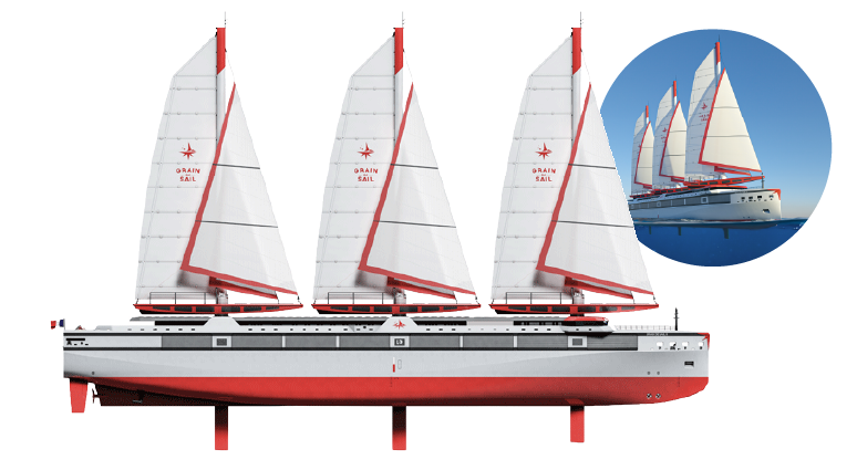 Grain de Sail III porte conteneur à voile de 162 m